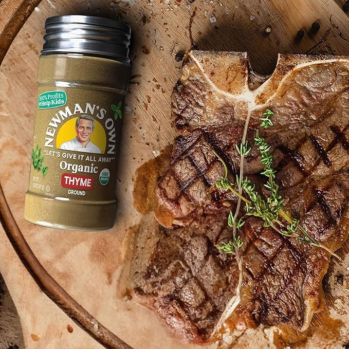 1 Newman's Own Organic Ground Thyme, Perfect for Meats, Vegetables, Stews, Non-GMO, Kosher, 1.68 Oz. Bottle