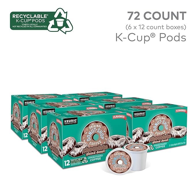 1 The Original Donut Shop Coffee Chocolate Glazed Donut Keurig Single-Serve K-Cup Pods, Medium Roast, 72 Pack