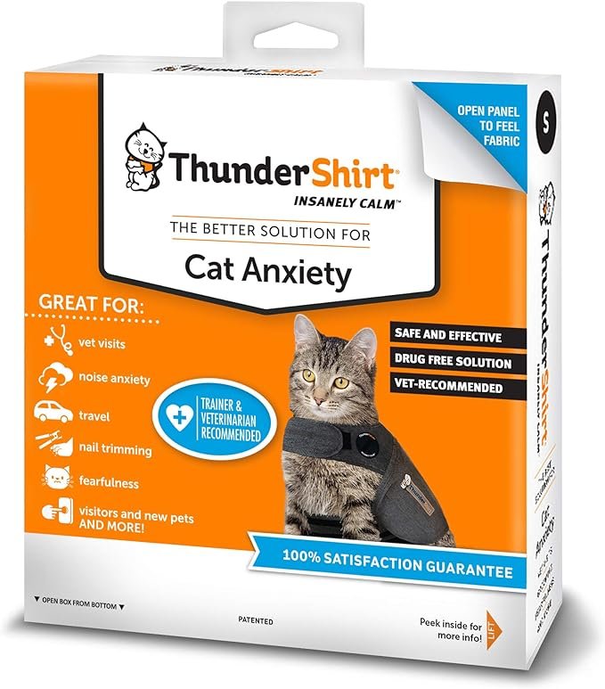1 Thundershirt Classic Cat Anxiety Jacket, Heather Gray, Medium (9 to 13 lbs), THU-009