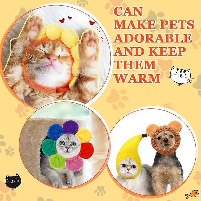 3 10 Pcs Cat Hat Cat Costumes Bunny Bear Lion Fruit Shaped Hat Adjustable Accessory Headwear for Cat Small Dog Kitten Puppy Pet Festival Birthday Theme Party Photo Prop