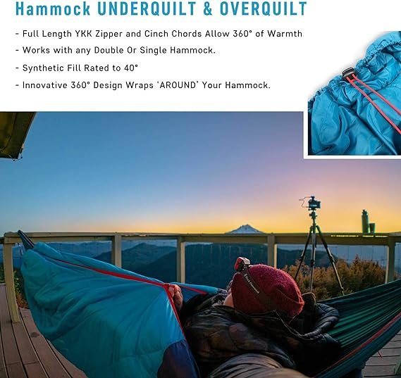 1 360 ThermaQuilt 3-in-1 Hammock Underquilt, Blanket and Sleeping Bag (Red/Crimson)