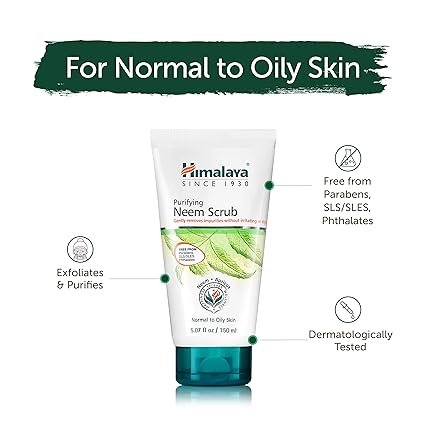 4 Himalaya Purifying Neem Scrub for a Deep Clean to Reduce Acne and Remove Dead Skin, 5.07 oz