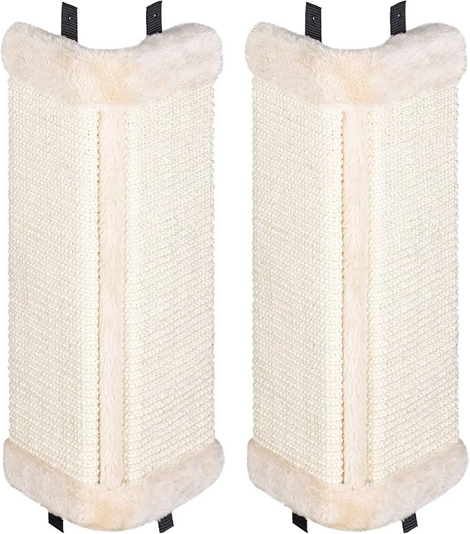 3 Navaris Corner Wall Cat Scratcher (Set of 2) - Wall Mounted Sisal Scratching Pad for Cats - Vertical Corner Mount Scratch Panel Protector for Walls