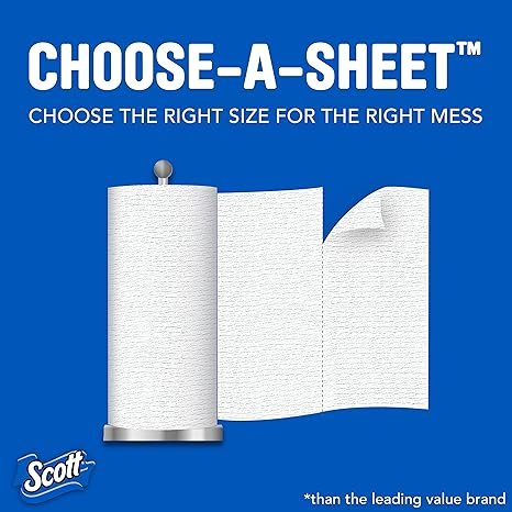 4 Scott Paper Towels 30 Mega Rolls, Choose-A-Sheet - Pack of 2 (15 Rolls per Pack) = Equivalent to 56 Regular Rolls (102 Sheets per Roll)