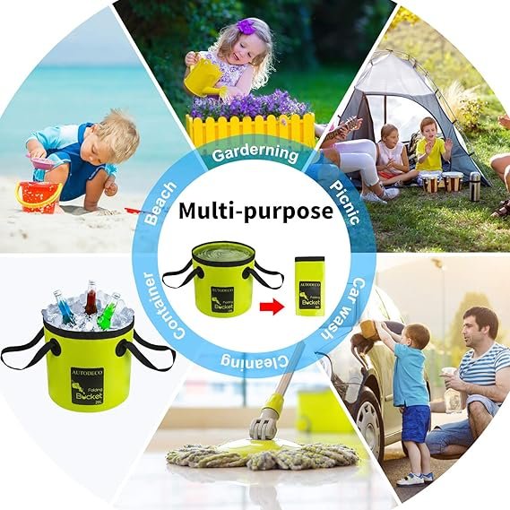 4 Green Portable Collapsible Bucket - 1Pcs 20L