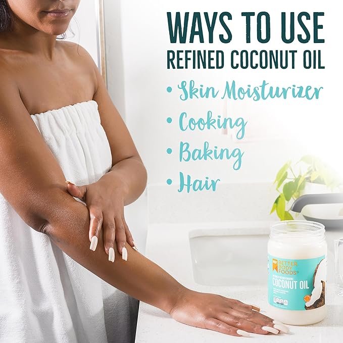 1 BetterBody Foods Organic, Naturally Refined Coconut Oil, 56 Fl Oz, All Purpose Oil for Cooking, Baking, Hair and Skin Care