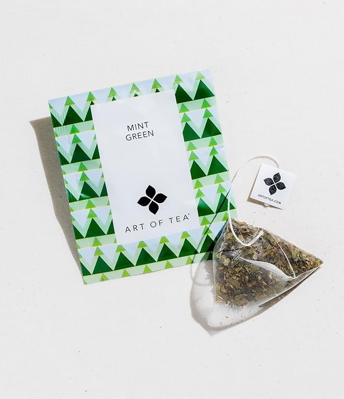1 Art of Tea | Mint Green Tea | 12 Count Pyramid Tea Bag Sachets