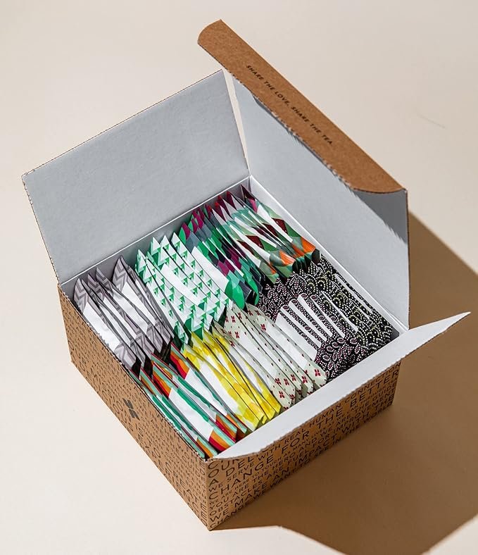 2 Art of Tea | Assorted Tea Bags Sampler Caffeinated and Non-Caffeinated | 50 Eco Friendly Pyramid Tea Bag Sachets