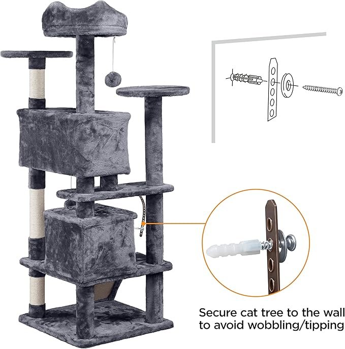 3 Yaheetech 54in Cat Tree Tower Condo Furniture Scratch Post for Kittens Pet House Play