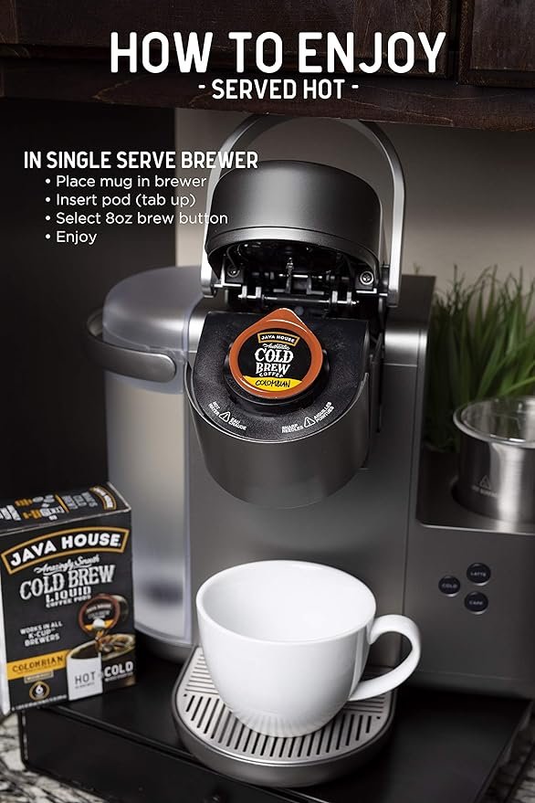 3 Java House Colombian Cold Brew Coffee Concentrate Single Serve Liquid Pods - 1.35 fl oz Each, in a Pack of 12