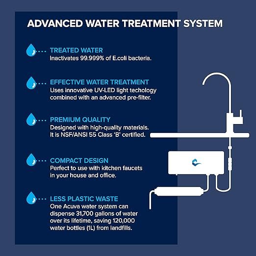 3 Acuva- ArrowMax 1.0 PureFlow Water Purification System, Compact Under Sink Filtration with Intelligent Tap, Multifunctional Power Source, Sleek Brushed Nickel Finish