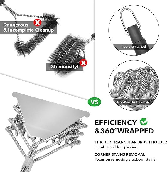 1 GrateGear BBQ Cleaning Tool - 2pcs Stainless Steel Grill Cleaner Set, Grill Scraper with Bottle-Opener, Portable BBQ Accessories for Spotless Grill Grates