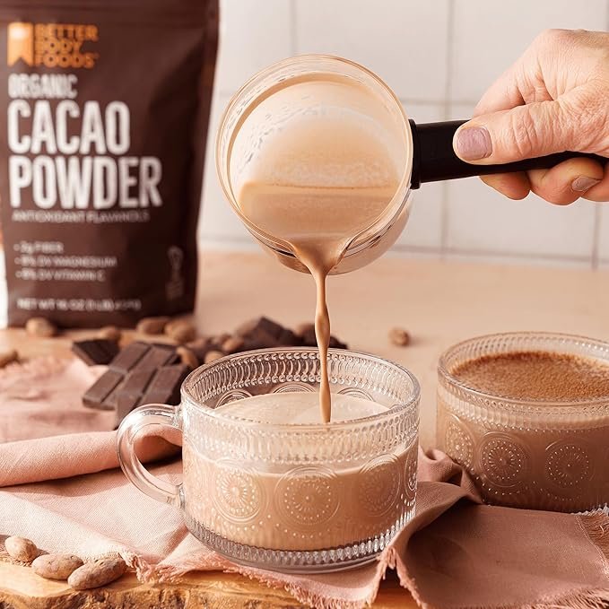 4 BetterBody Foods Organic Cacao Powder, Rich Chocolate Flavor, Non-GMO, Gluten-Free, Cocoa, 16 ounce, 1 lb bag
