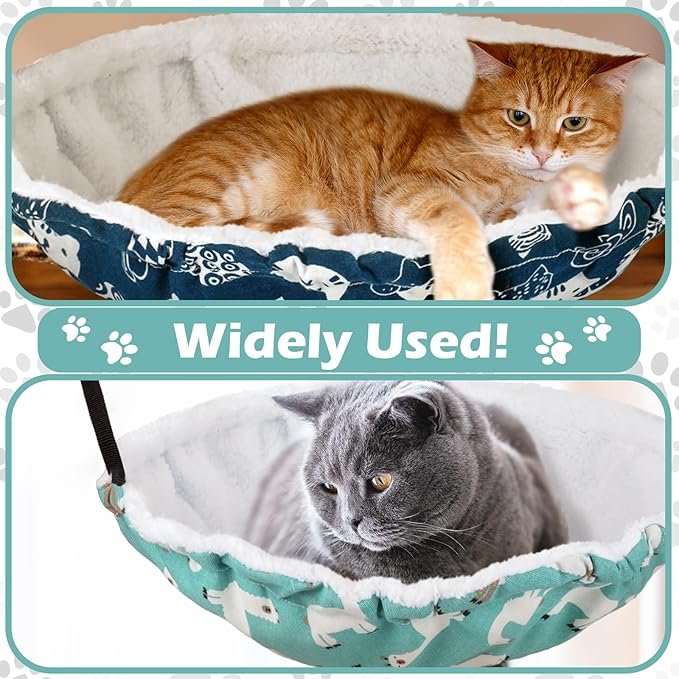 3 Jetec 2 Pcs Reversible Cat Hanging Hammock Lounge Breathable Pet Cage Hammock Soft Cat Wall Hammock Double Sided Hanging Cat Wall Bed with Adjustable Straps and Metal Hooks for Small Animals