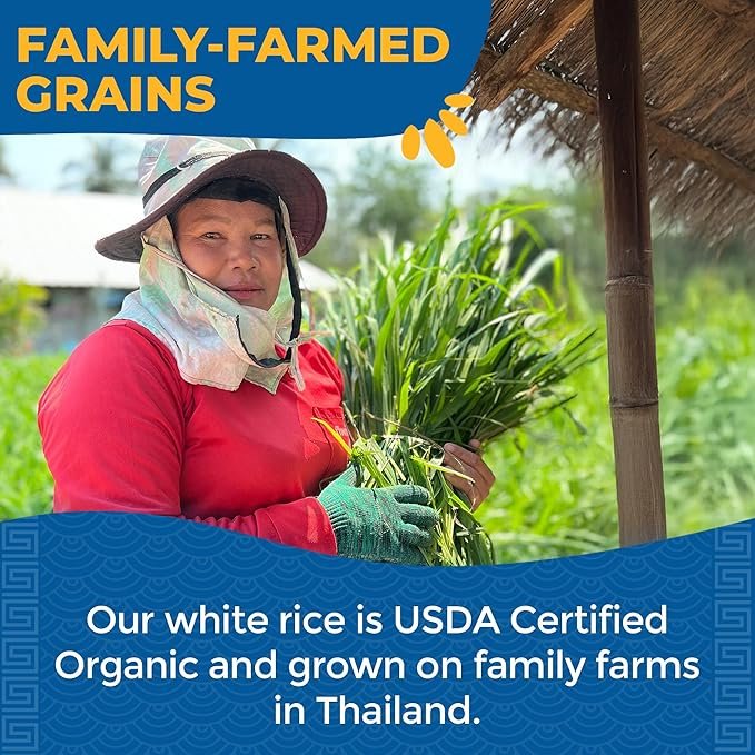 5 Lotus Foods Organic White Jasmine Rice - Jasmine Rice, Gluten Free White Rice, Organic Rice, Long Grain Asian Sticky Rice, USDA Organic, Vegan, Gluten Free - 30 Oz (Pack of 3)