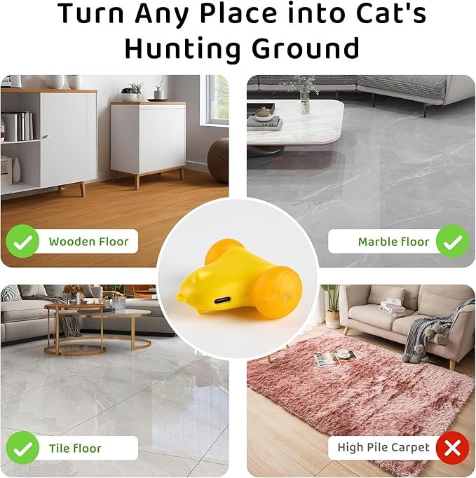 3 Automatic Cat Toy for Indoor Cats - Interactive Mouse and Feather Simulation, Smart Electronic Kitten Toy with LED Light and Type-C Rechargeable, The Best Cat Exercise Toys for Happy Cats!