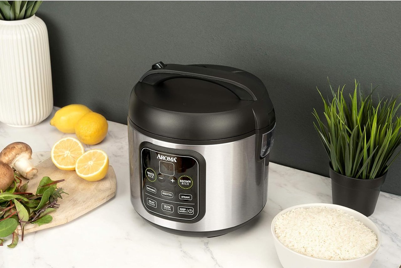 6 Aroma Housewares ARC-994SB Rice & Grain Cooker Slow Cook, Steam, Oatmeal, Risotto, 8-cup cooked/4-cup uncooked/2Qt, Stainless Steel