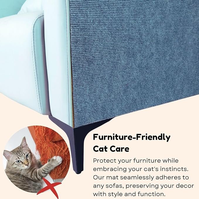 4 Cat Scratch Mat (3 Pack), 23.6’’ x 11.8’’ Cat Wall Stracther, Versatile Self-Adhesive Replacement Easy Use for Cat Trees, Cat Wall Furniture, Scratching Posts, and Couch Protection (Grey)