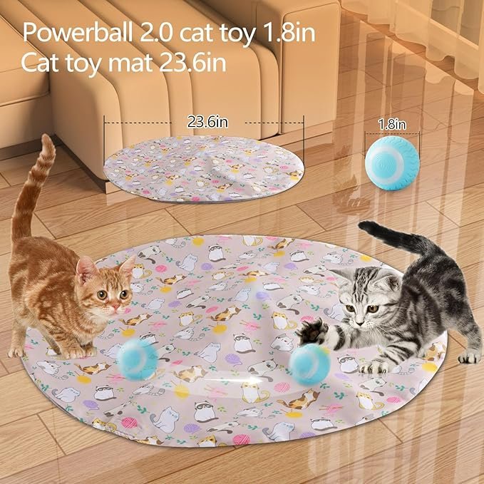 4 Interactive Cat Toy for Indoor Cats Electronic Rolling Ball Toy Sets Rechargeable Kittens Toy Hide and Seek Under a Mat Hunting Kitty Toys