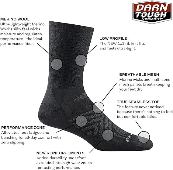 1 Ultra-Light Crew Running Sock (Style 1035) for Men