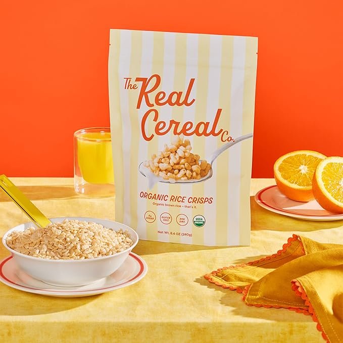 6 The Real Cereal Company, Organic Brown Rice Crisps Cereal 3-Pack, Zero Sugar, Gluten-free, Non-GMO, Made in California