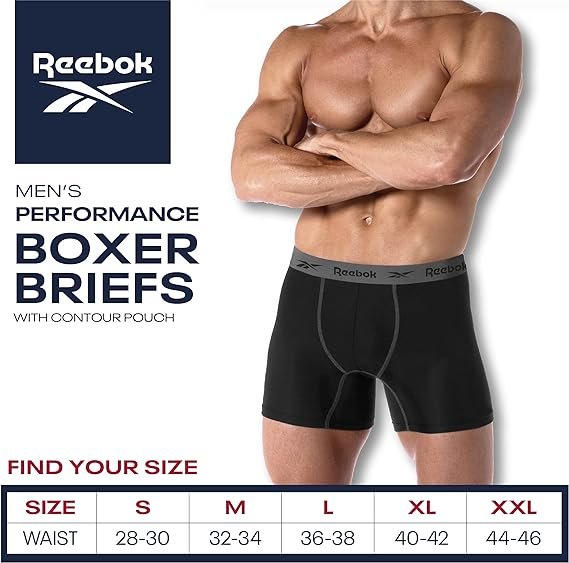 3 Reebok Men's Underwear - Performance Boxer Briefs (4 Pack)