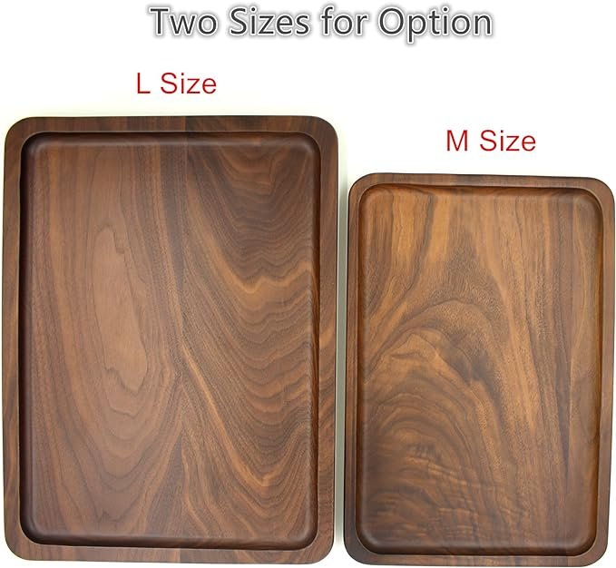 1 Wooden Decorative Serving Tray - Black Walnut Finish - 15.3 x 11.4 Inches