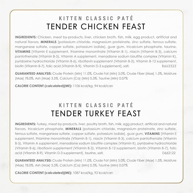 3 Purina Fancy Feast Tender Ocean Whitefish, Turkey, Chicken and Salmon Feasts Wet Kitten Food Variety Pack - (Pack of 24) 3 oz. Boxes