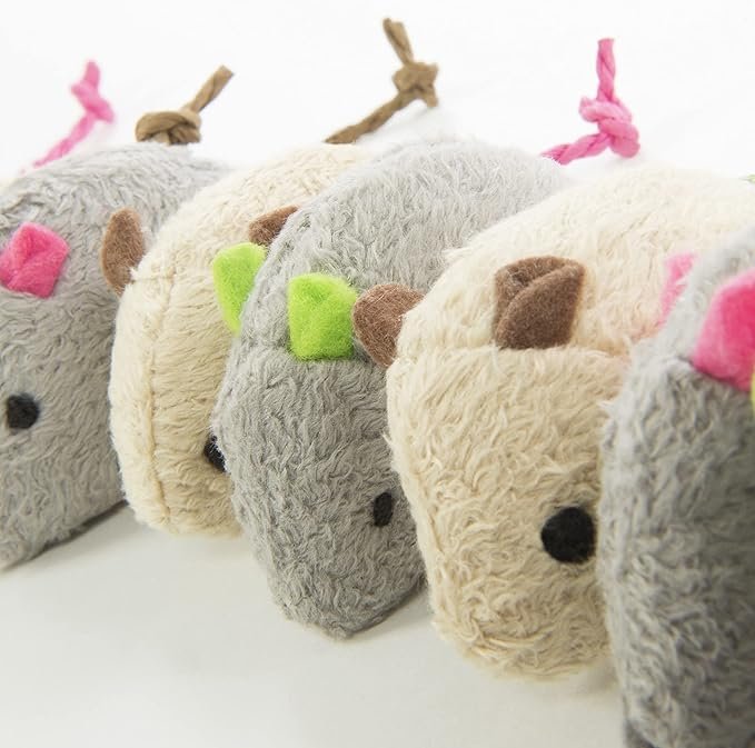 1 SmartyKat (10 Count) Skitter Critters Value Pack Catnip Cat Toys - Gray/Cream, 10 Count