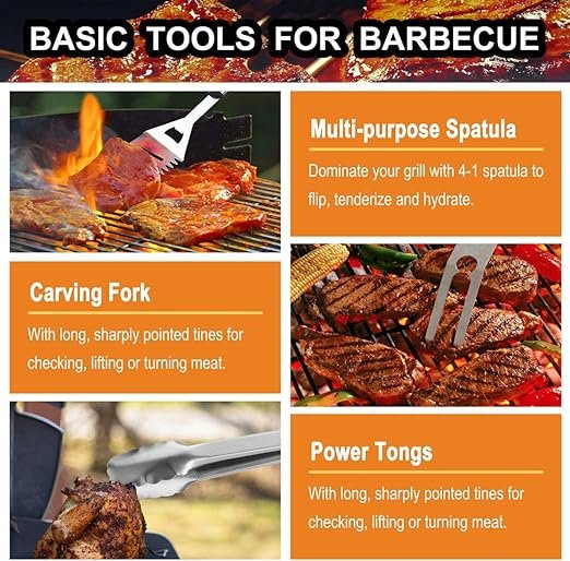 2 Grilljoy 31PC Ultimate BBQ Tool Set - Premium Stainless Steel Kit with Storage Bag for Outdoor Cooking and Family Gatherings