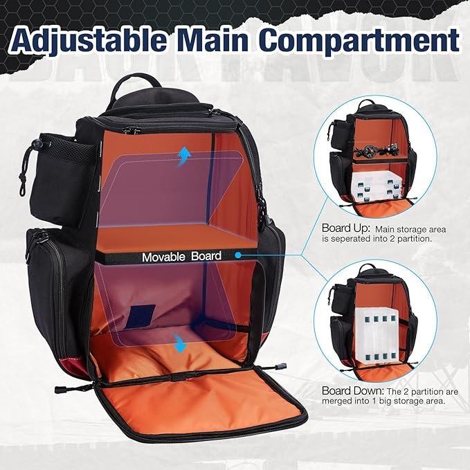 1 Piscifun Tackle Bag with Rain Cover and Tackle Box (Khaki, Black, and Camouflage)