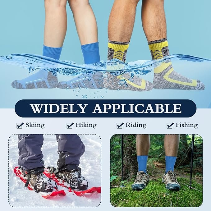 4 2 Pairs Waterproof Socks Unisex Waterproof Breathable Socks Outdoor Skiing Hiking Wading Fishing Socks for Men Women
