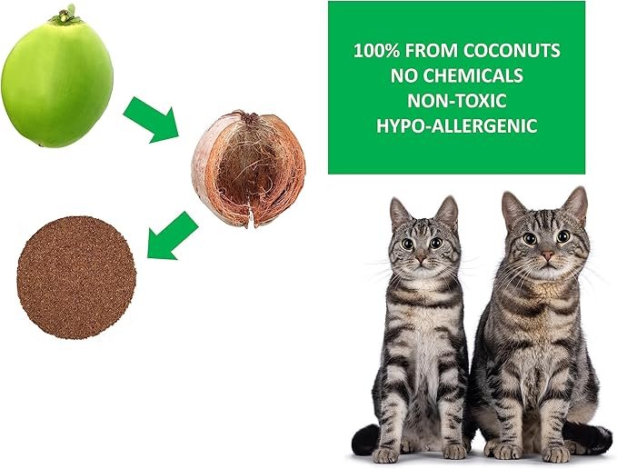 1 Coconut Cat Litter – Natural, Non-Clumping, Biodegradable Kitty Litter - 20 Liter Lasts Same As 40 Lb Clay - Advanced Odor Control Included - Ultra Lightweight – Non-Tracking