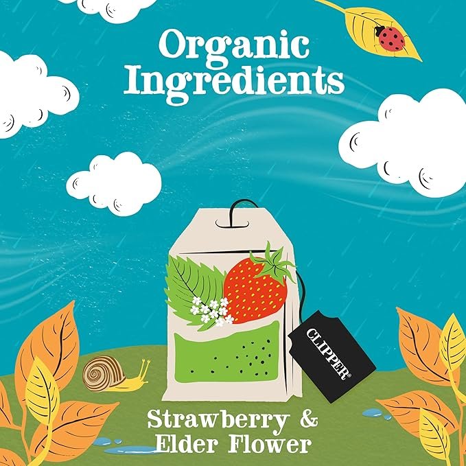2 Clipper Tea Strawberry & Elderflower Herbal Tea – Caffeine Free, USDA Organic, Great Hot or Iced – Refreshingly Fruity, Natural, Fair & Delicious – 50 Tea Bags