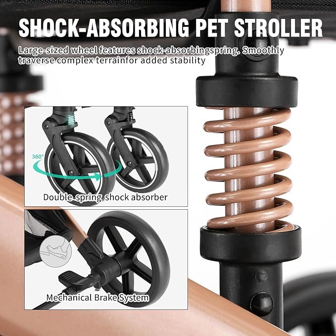 2 EchoSmile 4 in 1 Pet Stroller for Small to Medium Dogs,One-Touch Folding Lightweight Cat&Dog Stroller,All Terrain 4 Wheel Puppy Stroller with Pet Carrier Car Seat,45 lbs Capacity