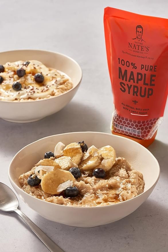 2 Nate's Authentic Maple Syrup - 10.75 oz Eco-Friendly Pouch - Pure Maple Syrup with No Extras - Organic Sweetener for Breakfast Foods - Maple Syrup without Genetic Modification