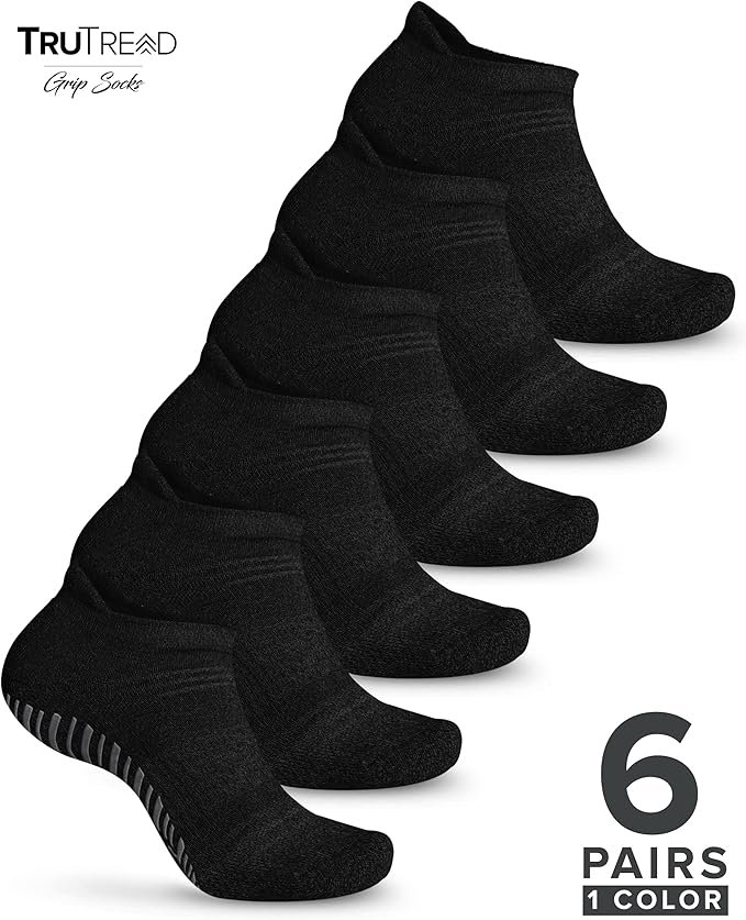 1 Pilates Socks with Grips for Women and Men - 6 Pairs Yoga Socks for Women | Yoga Socks for Men | Pure Barre Socks