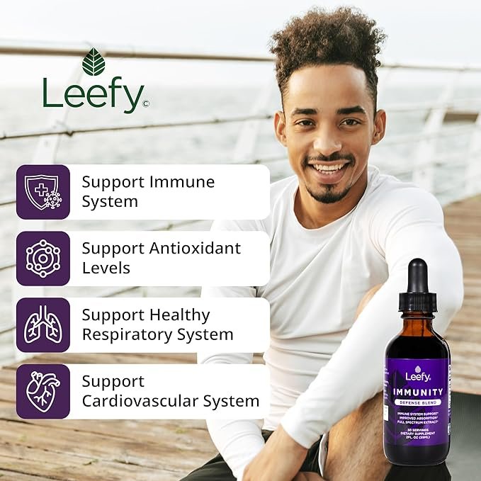 2 Leefy Organics Immunity Defense Blend - Organic Immune Support Supplement, Fast Absorbing Immunity Supplement, Immune Boosters for Adults, Immune Boost, Immune System Booster, Immunity Boost - 2 Oz