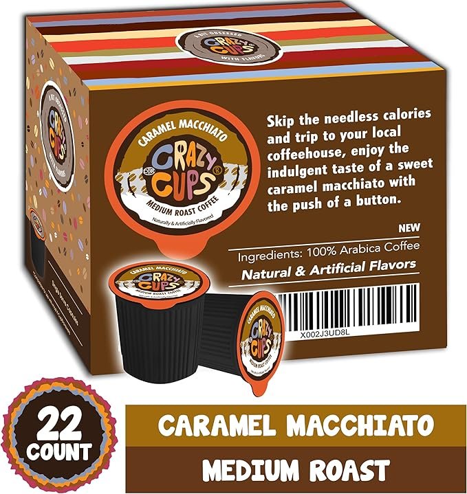 2 Caramel Macchiato Single Serve Coffee Pods - Medium Roast, 22 Count