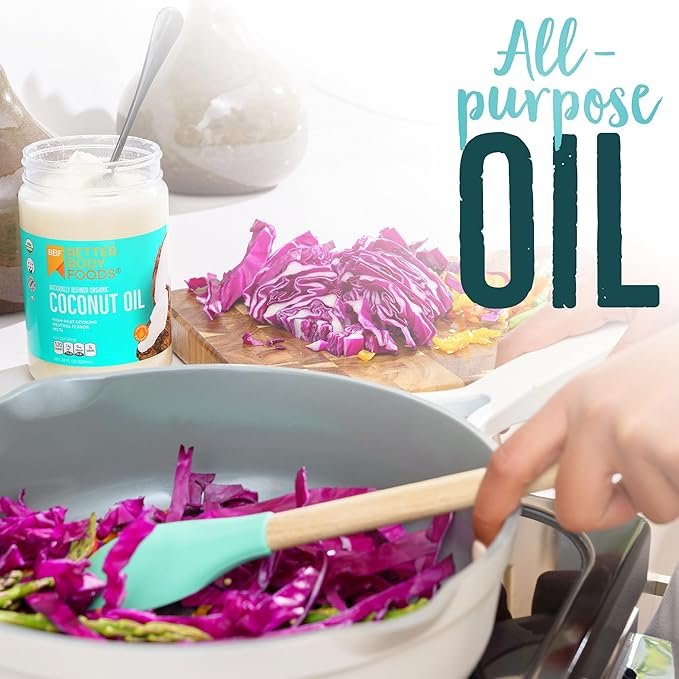 3 BetterBody Foods Organic, Naturally Refined Coconut Oil, 56 Fl Oz, All Purpose Oil for Cooking, Baking, Hair and Skin Care