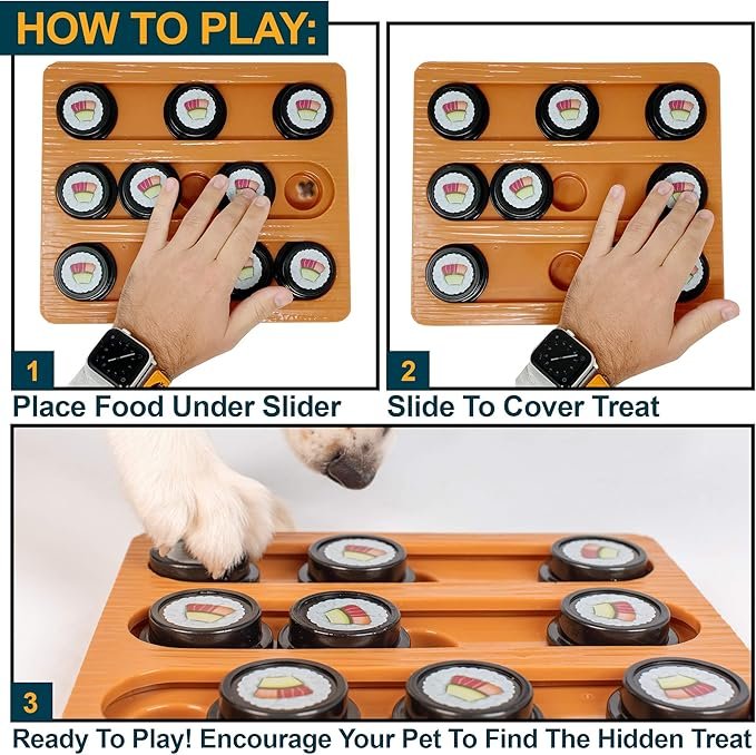1 Our Pets Sushi Interactive Puzzle Game Dog Toys & Cat Toys (Dog Puzzle, Cat Puzzle & Interactive Dog Toys) Great Alternative to Snuffle Mat for Dogs, Slow Feeder Dog Bowls & Slow Feeder Cat Bowl