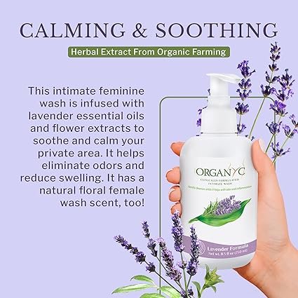 3 Organic Intimate Wash with Lavender Essential Oils & Flower Extracts, Gentle Cleansing Feminine Wash for Women with Sensitive Skin, Soothing pH Balance Feminine Wash, 8.5 fl oz, Pack of 2