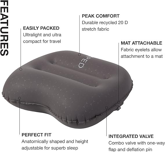 1 Exped Ultra Cushion | High-Quality Lightweight & Portable Camping Cushion | Foldable Sleeping Cushion | Air-Filled Hiking Cushion, Grey Goose, Medium