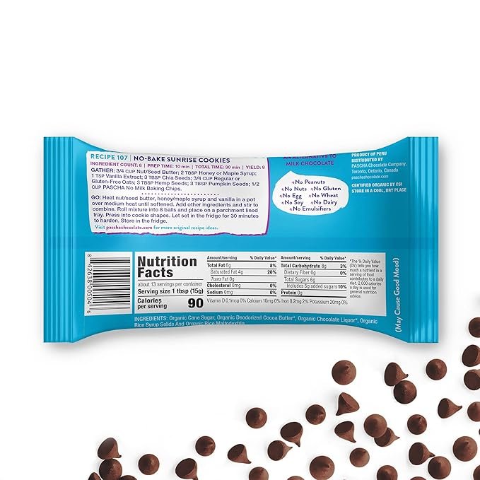 1 Pascha Organic Chip with Rice, Vegan Milk Chocolate, 56 Oz, Pack of 8
