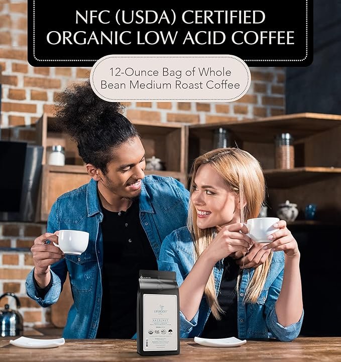 3 Lifeboost Coffee Hazelnut Ground Coffee - Low Acid Single Origin USDA Organic Coffee - Non-GMO Ground Coffee Beans Third Party Tested For Mycotoxins & Pesticides - 12 Ounces