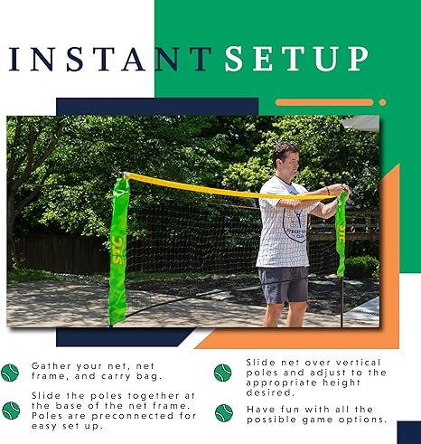 3 Portable Badminton Net Stand by Street Tennis Club - Easy and Swift Assembly - Great for Youth Volleyball, Tennis, Pickleball, Soccer Tennis - Ideal for Indoor or Outdoor Court, Beach, Driveway
