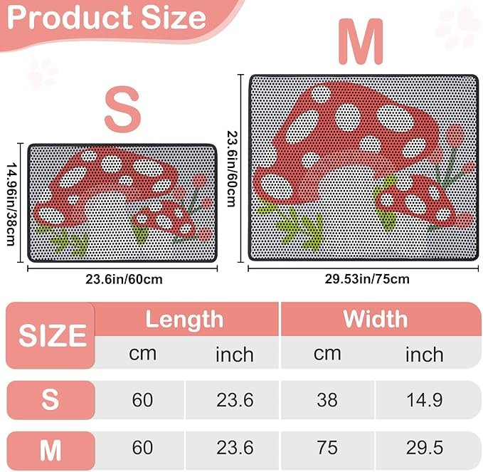4 Bienbee Cat Litter Mat, Double Cat Litter Mat Litter Trapping Mat, Large Size 30" x 24" Perfect for Cats, Reduces Tracking and Keeps Floors Clean, Mushroom M