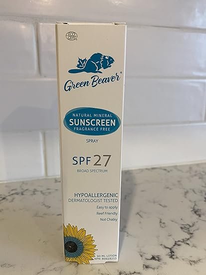 2 Green Beaver 100% Natural, Reef Safe, Vegan, Mineral SPF 27 Sunscreen Spray for Adults, made with Organic Ingredients, Broad-Spectrum UVA and UVB Sun Protection, Benzene-Free, Hypoallergenic and Hydrating for the Skin, 90ml
