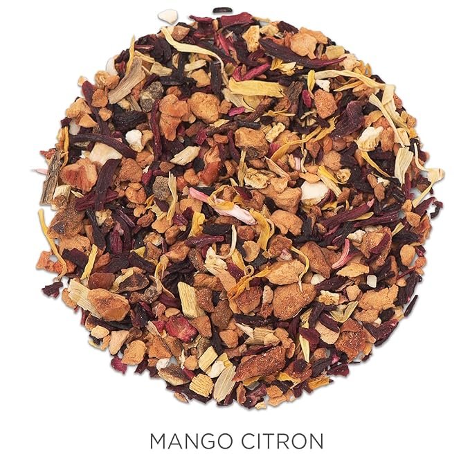 2 Tea Forte Mango Citron Organic Herbal Tea with Mango and Hibiscus, Makes 35-50 Cups, 3.88 Ounce Loose Leaf Tea Canister