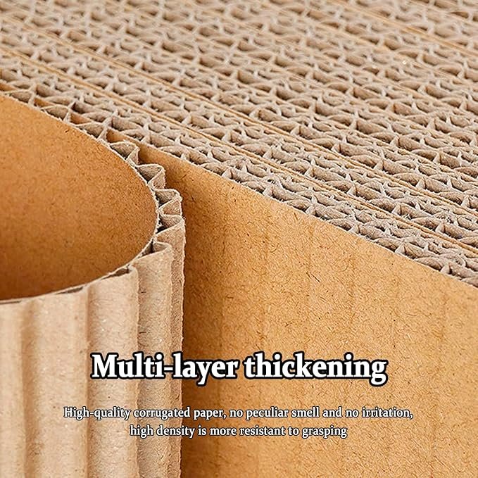 2 5 Packs in 1 Cat Scratch Pad with Box for Indoor Cats, Larger-Sized Durable Recyclable and Reversible Cardboard Cat Scratching Pad for Rest and Play